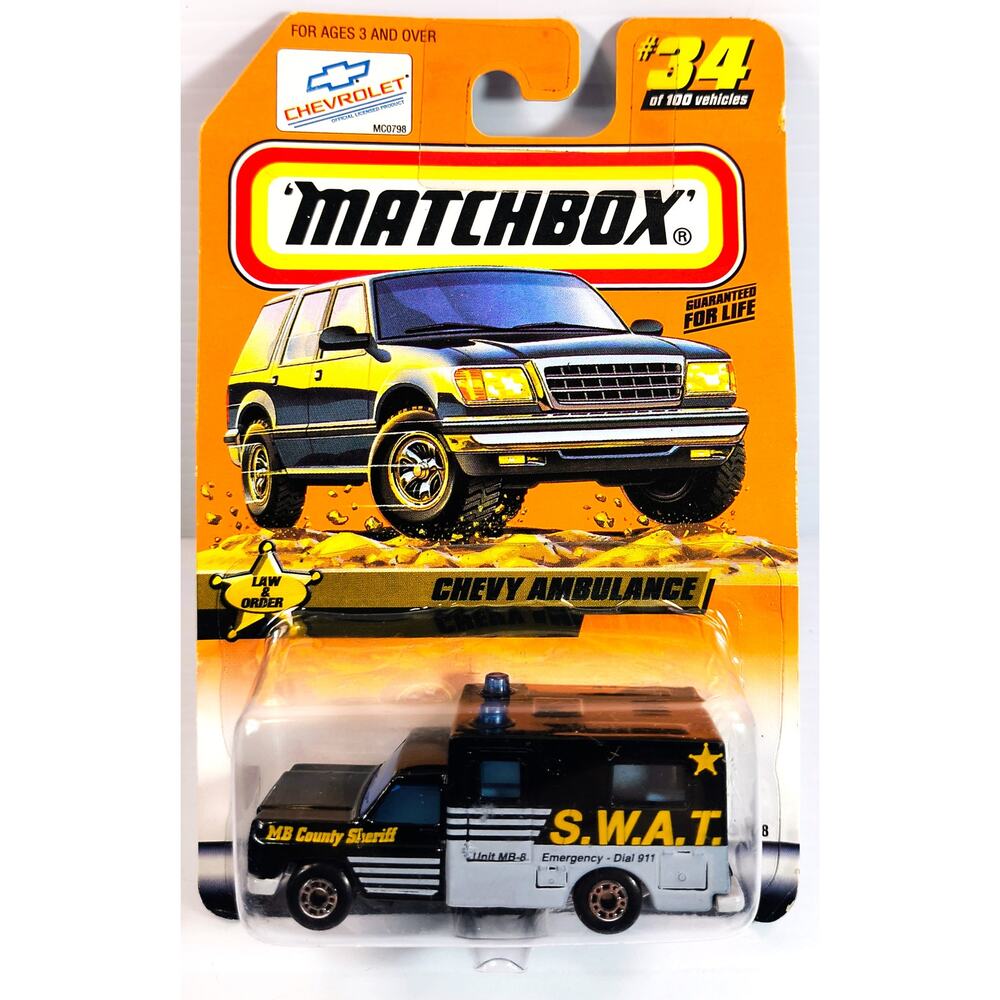 Matchbox 1998 Law & Order CHEVY AMBULANCE #34, New - See Pics/Description!